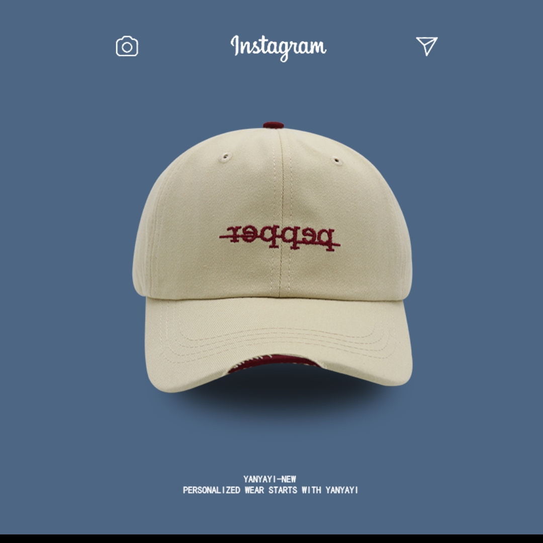 Instagram Korean hat female alphabet embroidery personality ruffled baseball cap couple summer shopping shade cap male 46