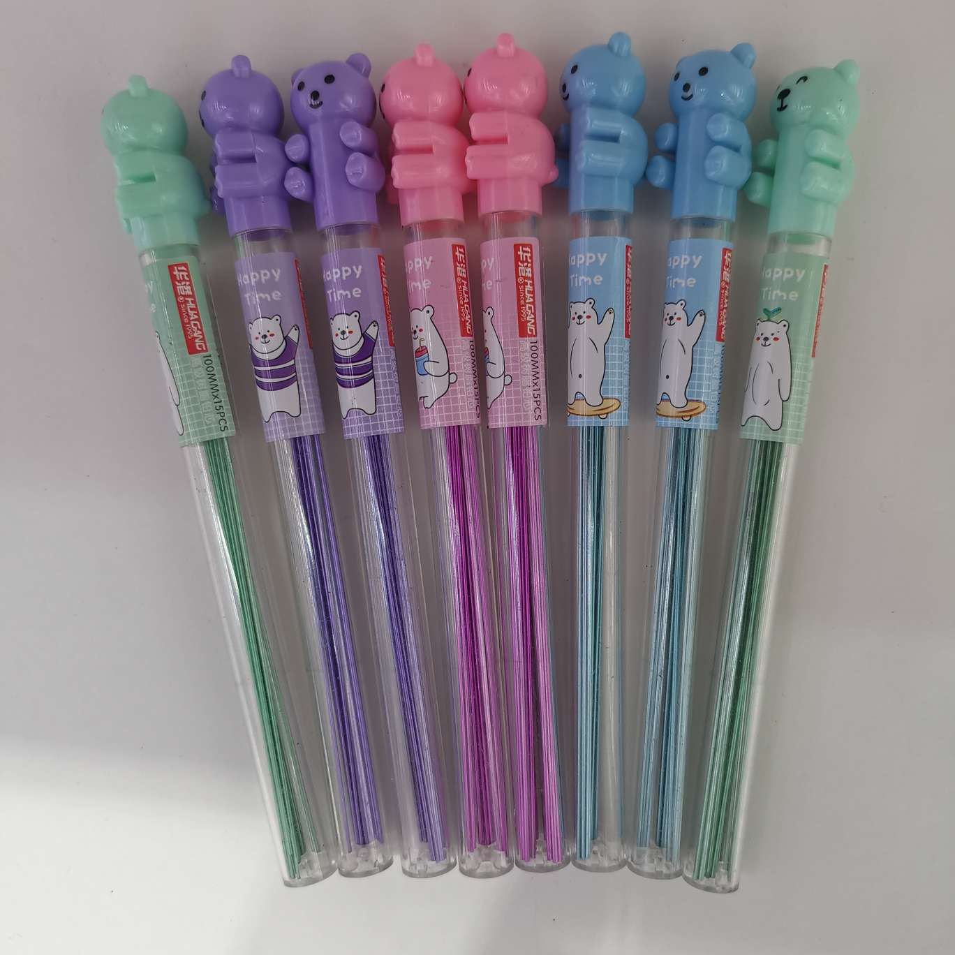 High-grade resin lead core, cartoon-head shaped color-coated pencil lead, display and packaging, 48 pieces per color set, 2,304 pieces per box. Item Picture