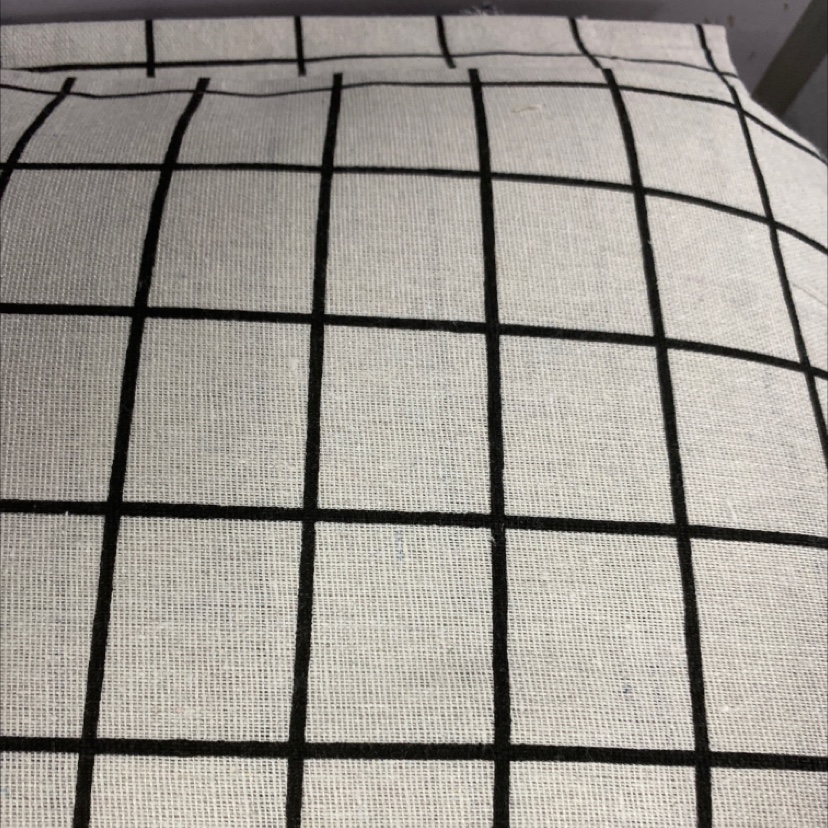 白色格子棉麻布料碎花格子北欧ins风窗帘沙发亚麻桌布印花diy