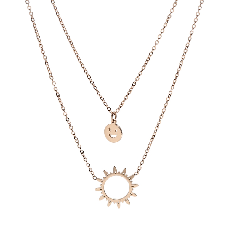 Niche design necklace female fashion network red spliced collarbone chain simple light luxury temperament choker 2021 new double sun necklace 36