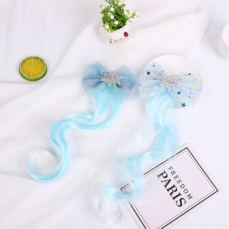42 Crown Princess Children's Wig, hairpin, Cute and Adorable headwear, Rainbow Wings, Unicorn, five-pointed star, mesh, bow, wig, hairpin, girl, princess, trendy girl's wig, braid, hair band Headwear Item Picture