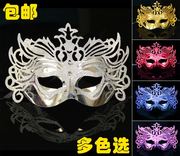 圣诞节不发光羽毛面具男化妆舞会面具成人派对新年儿童道具29白底实物图