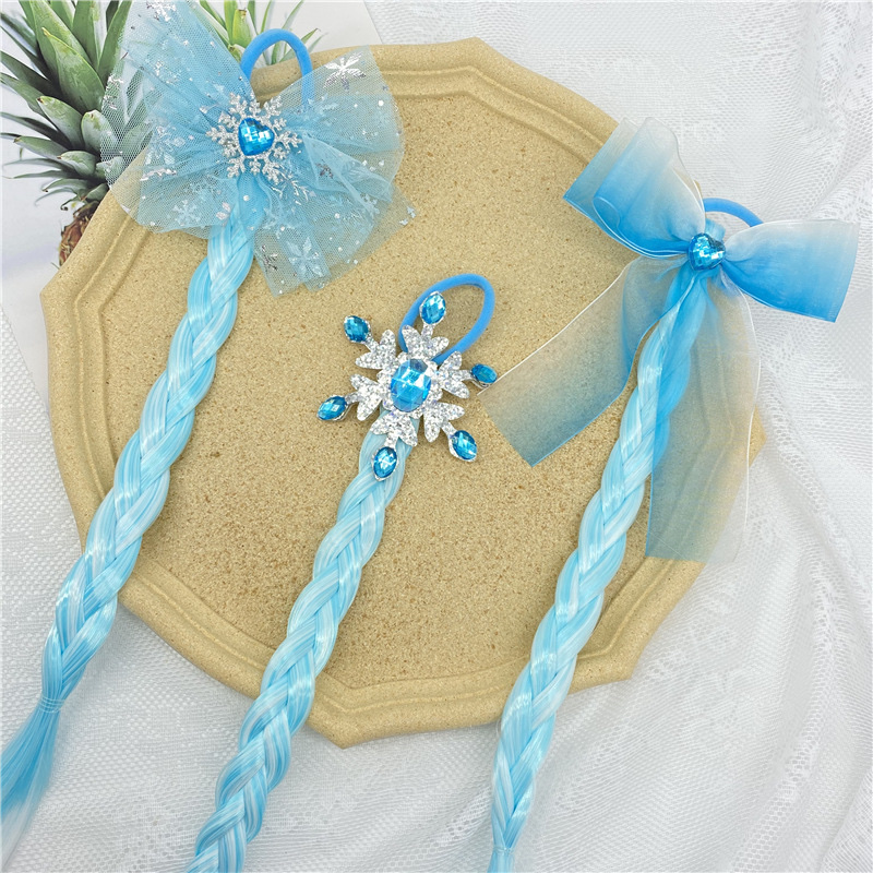 42 Crown Princess Children's Wig, hairpin, Cute and Adorable headwear, Rainbow Wings, Unicorn, five-pointed star, mesh, bow, wig, hairpin, girl, princess, trendy girl's wig, braid, hair band Headwear pic 14