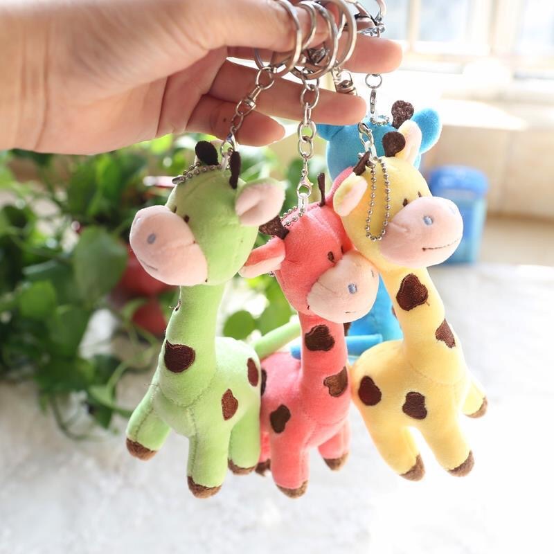 Cute colorful giraffe keychain hanging plush giraffe doll schoolbag hanging bag jewelry gift