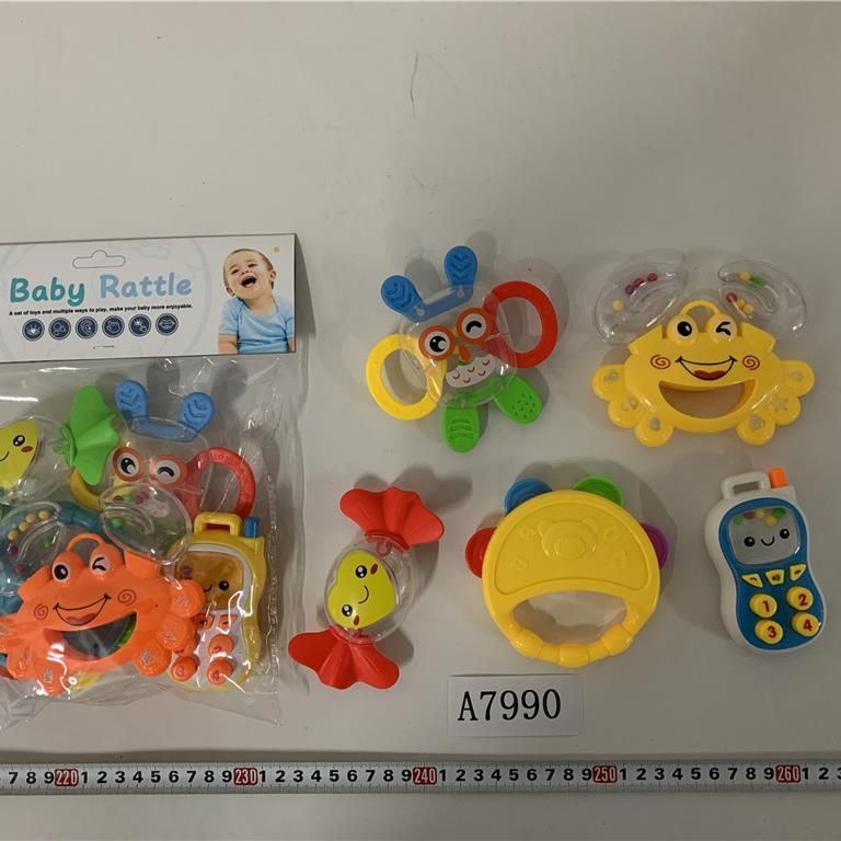 A7990-婴儿牙胶摇铃-5pcs-G.E