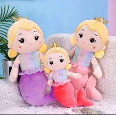 皇冠美人鱼可爱软体舒适卡通小女孩靠背毛绒玩具公仔0802