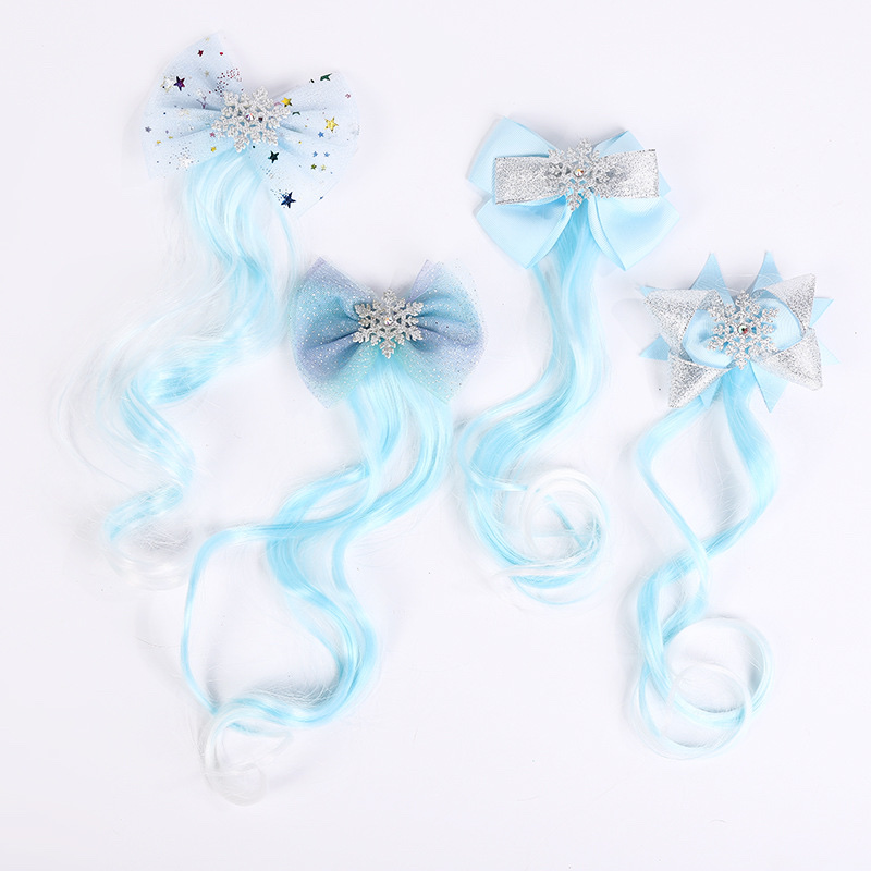42 Crown Princess Children's Wig, hairpin, Cute and Adorable headwear, Rainbow Wings, Unicorn, five-pointed star, mesh, bow, wig, hairpin, girl, princess, trendy girl's wig, braid, hair band Headwear Specification image