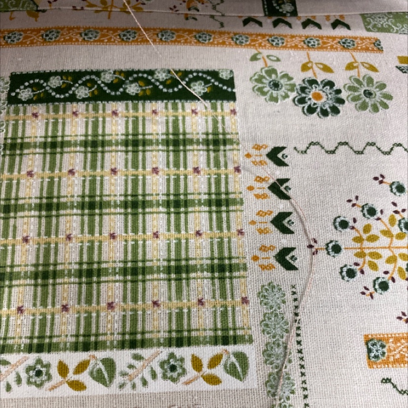 Green Printed Cotton Linen Cloth Floral Plaid Nordic Ins Wind Curtain Sofa Linen Tablecloth Printing Diy
