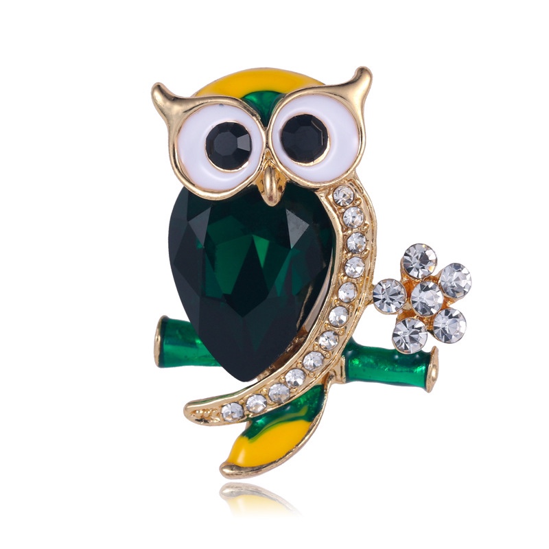 Korean fashion crystal Owl brooch with rhinestone animal corsage