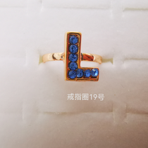 Letter series color diamond alloy ring electroplated imitation gold classic 2040