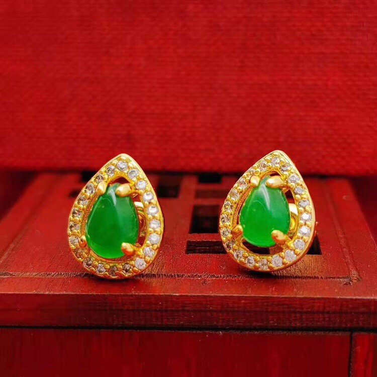 Water drop wechat zircon chalcone earrings