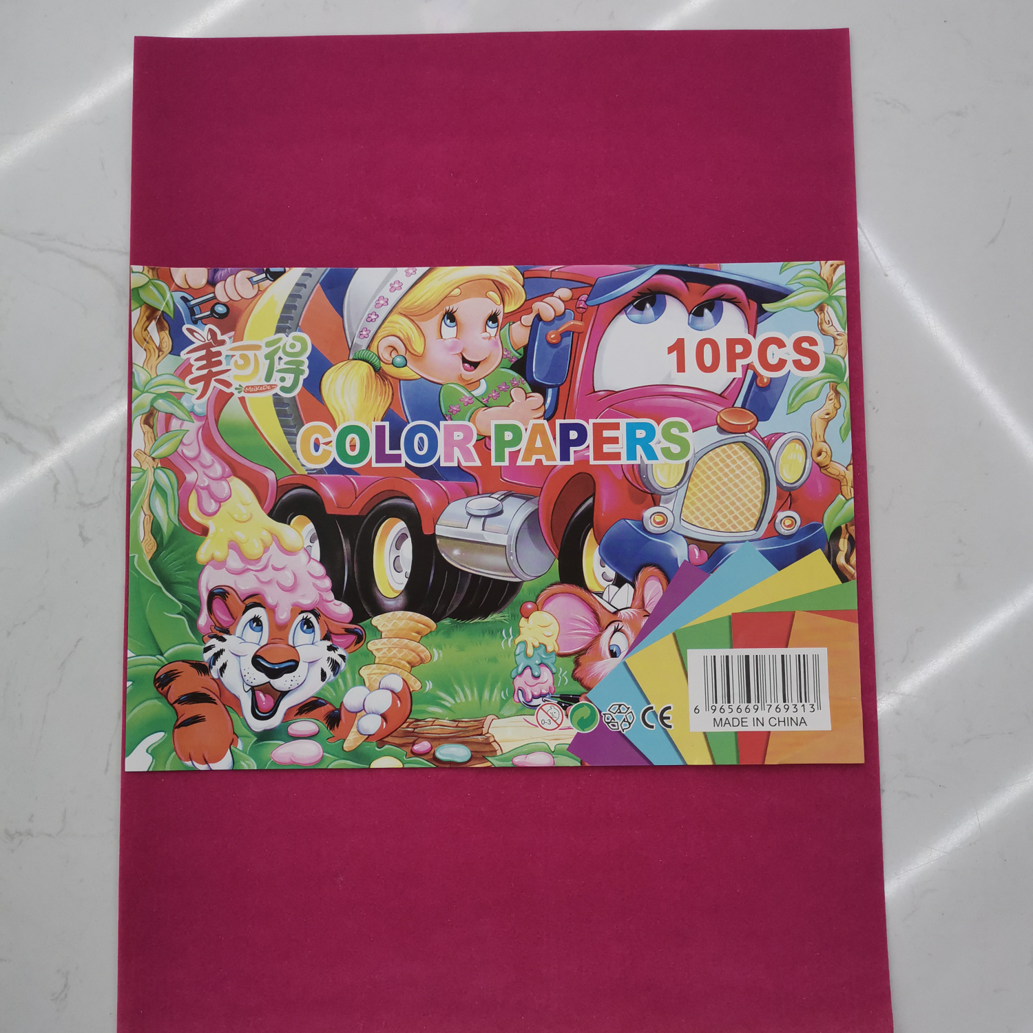 A4 rose red flocked paper