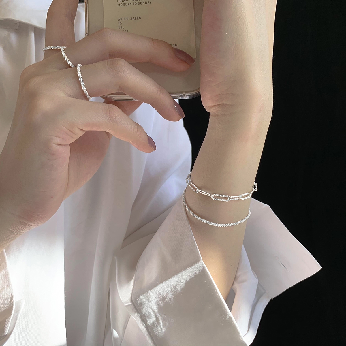 Full of stars chain overlapping bracelet shimmering simple temperament minority ins hand jewelry woman