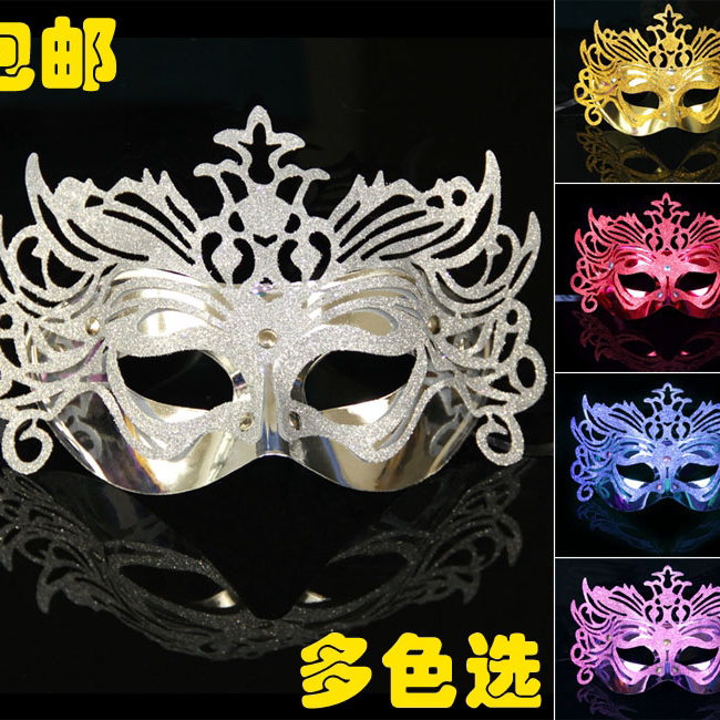 圣诞节不发光羽毛面具男化妆舞会面具成人派对新年儿童道具28