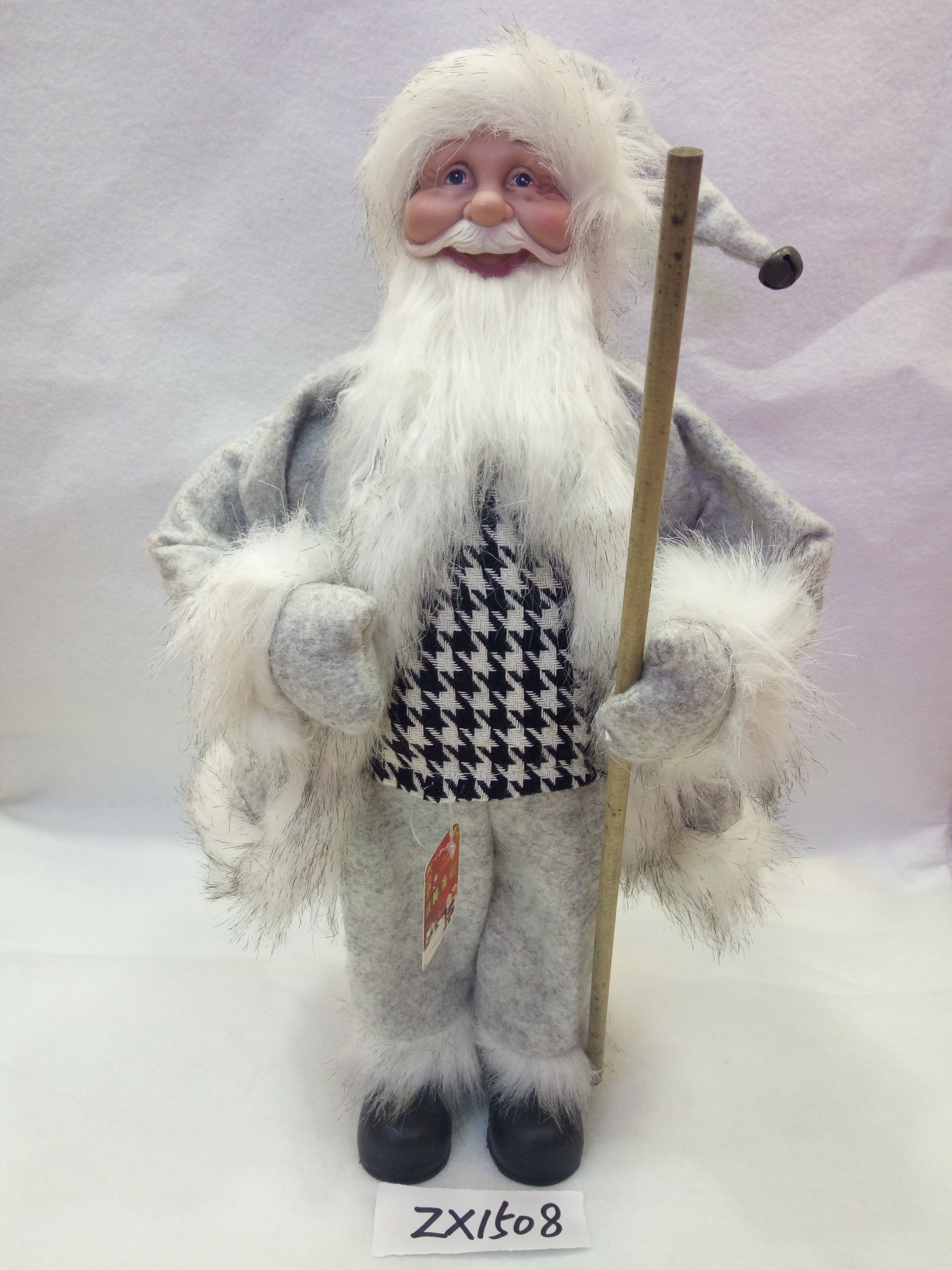 LC黑白毛手提灯45cm圣诞老公公厂家直销详情1