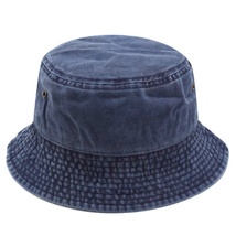 k127港风复古水洗牛仔渔夫帽情侣时尚做旧短沿盆帽透气纯色薄款春夏季
