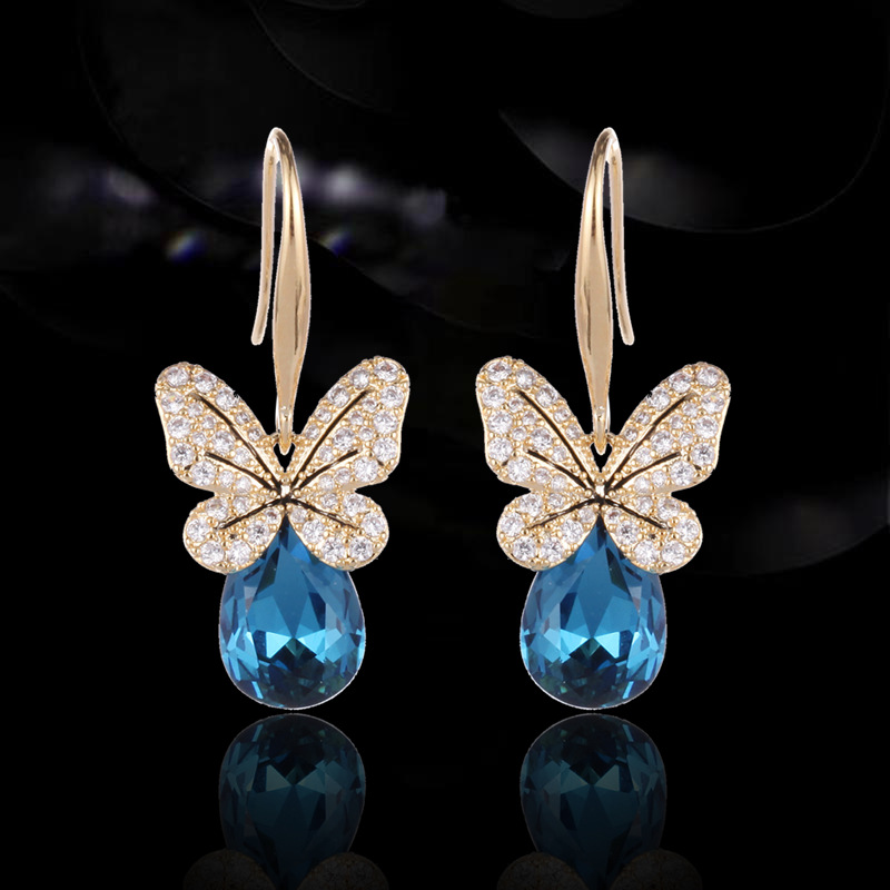 Niche simple commute workplace Everything ear hook earring French drop butterfly insect earring girl