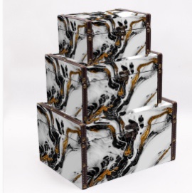 Retro creative desktop jewelry box with lock, cosmetic storage box, storage wooden box, password key, small box