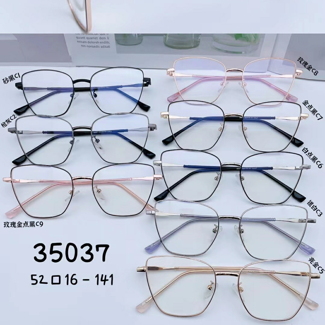 型号：35037，欧美暴款猫眼型金属时尚百搭眼镜框己出货图