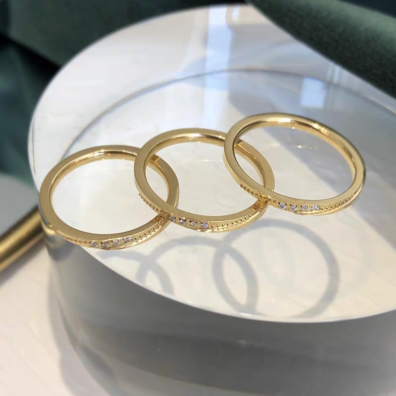A new Korean micro-set diamond zircon ring, a simple and elegant women's gold joint tail ring Item Picture