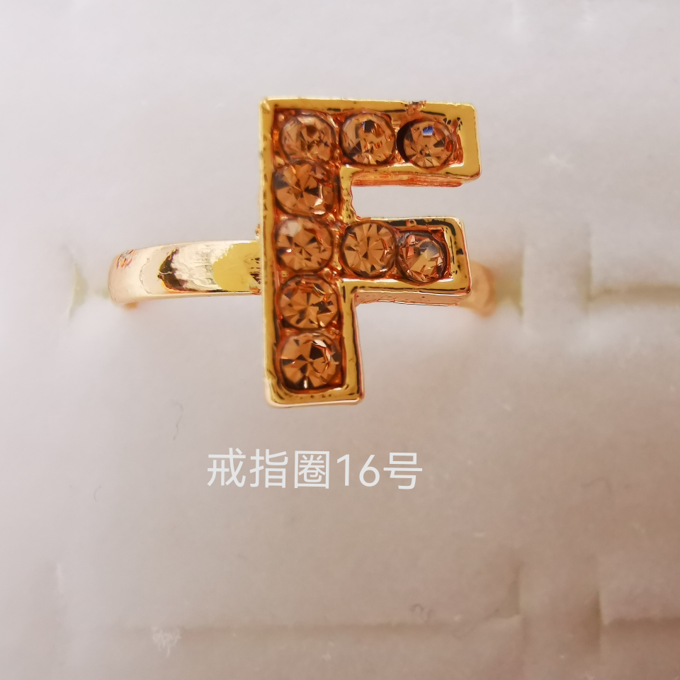 Letter series color diamond alloy ring electroplated imitation gold classic 2060