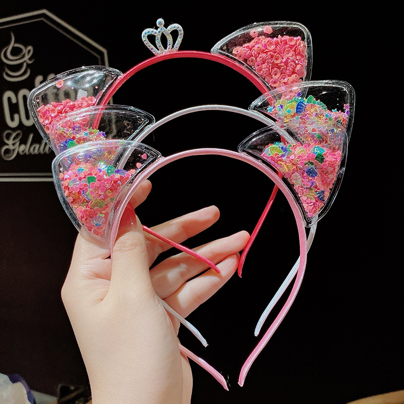 儿童发箍网红可爱女童猫耳朵皇冠头箍小宝宝流沙发卡头饰不伤发饰