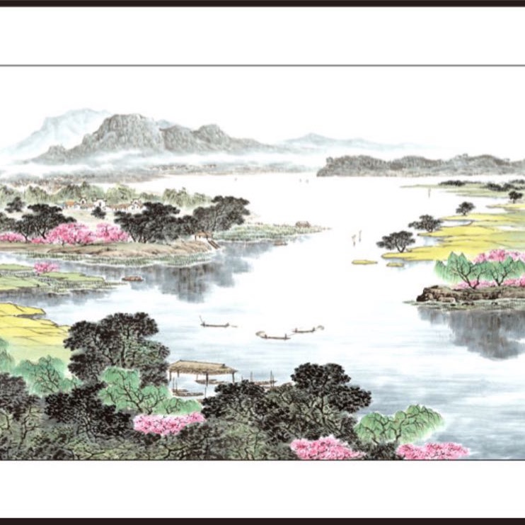 80x240水印印刷江南风光山水国画中国画传统装饰画