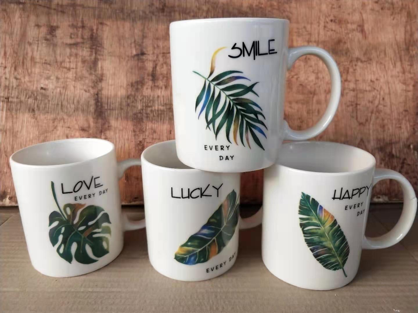 Leaf Milk Cup Lidless Water Cup Ceramic Cup A House Of Pattern Water Cup With Handle Water Cup details Picture