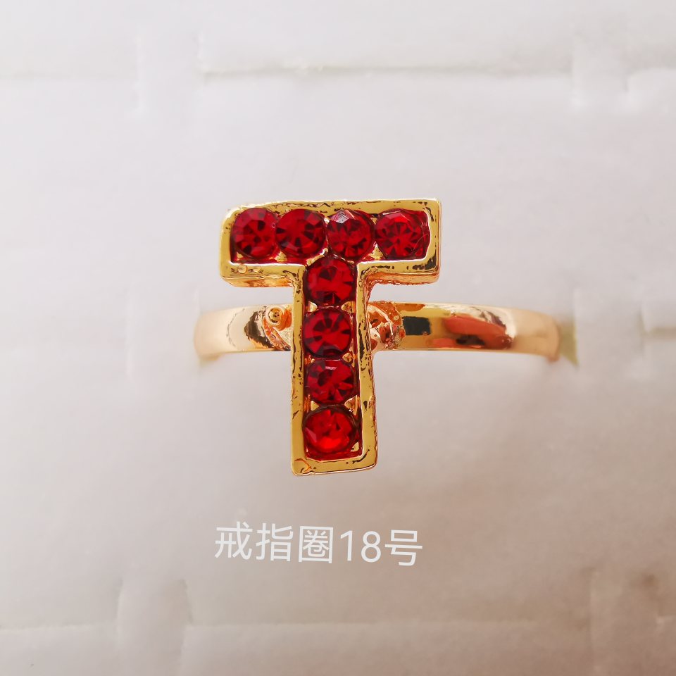字母系列 彩钻合金戒指 电镀仿金经典款2106