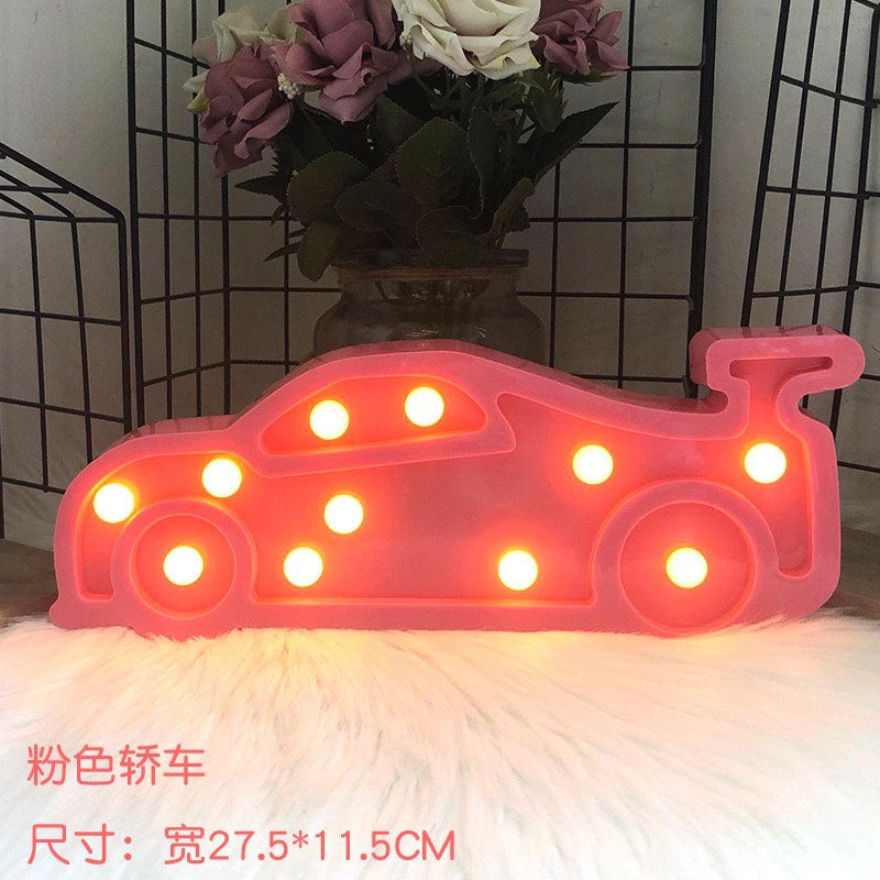 韩chic风轿车灯小彩灯造型灯ins爆款装饰摆台拍照道具台灯小夜灯粉色