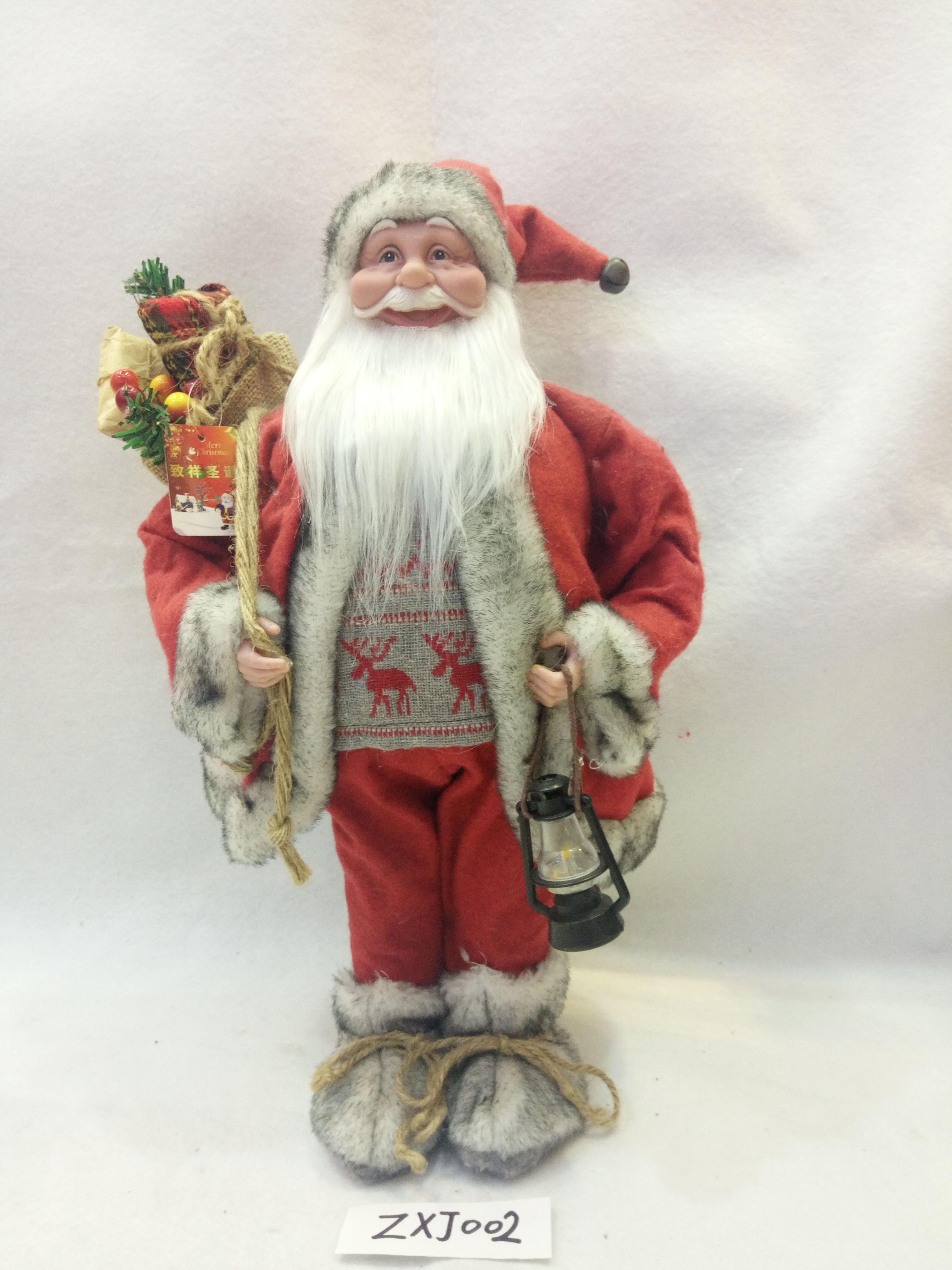 LC黑白毛手提灯45cm圣诞老公公厂家直销详情4