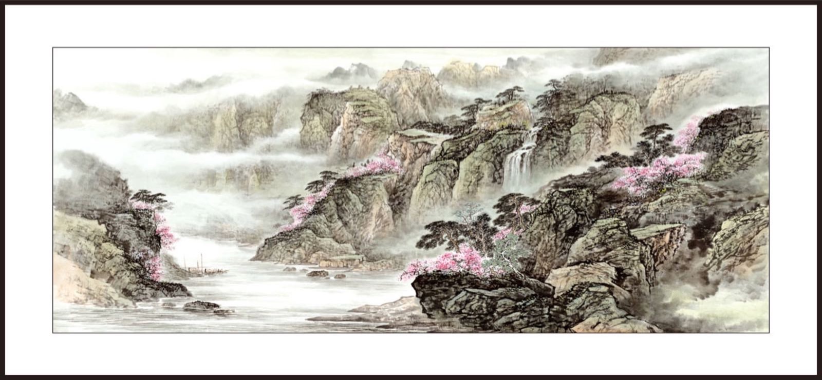 80x240水印印刷高山流水山水国画中国画传统装饰画详情图1