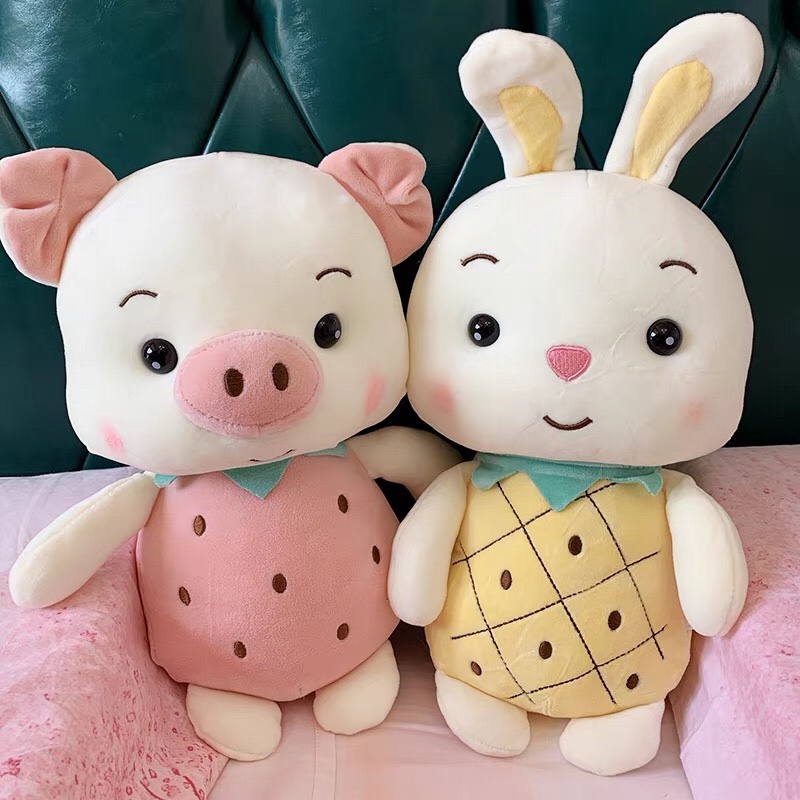 Cute bunny plush toy doll fruit pig pig throw pillow strawberry doll doll long ear trumpet girl