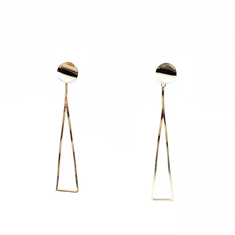 Simple and stylish metal round plate hollowed-out triangular stud earrings are popular casual earrings Specification image