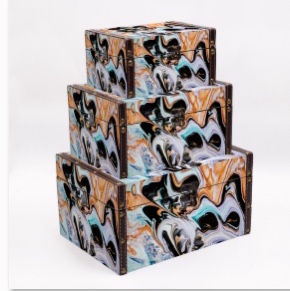 Printed pu marble grain vintage storage box