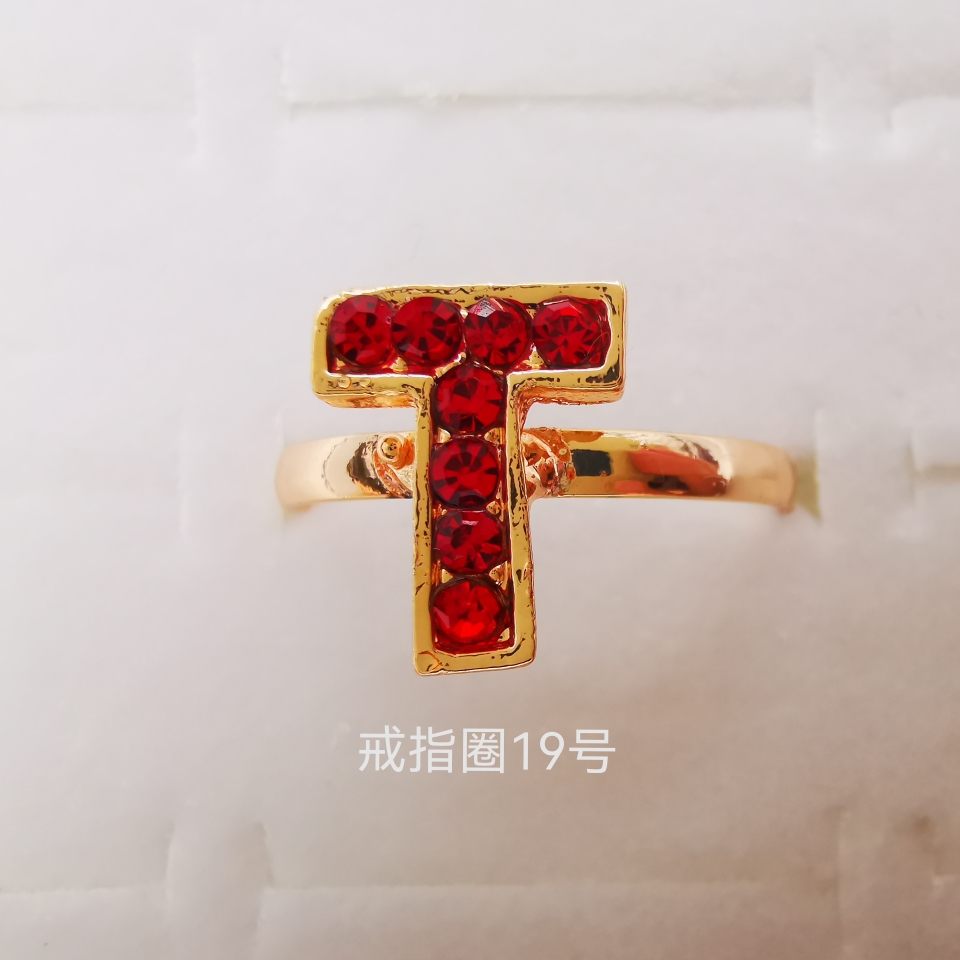 字母系列 彩钻合金戒指 电镀仿金经典款2105