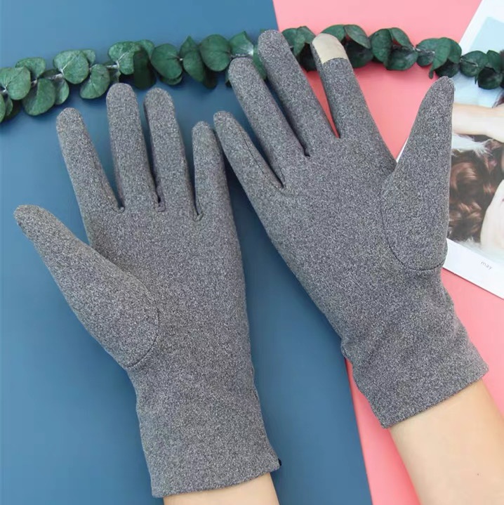 Gloves ladies de fleece thin elastic touch screen short driving bike outdoor lovely winter spring and autumn winter