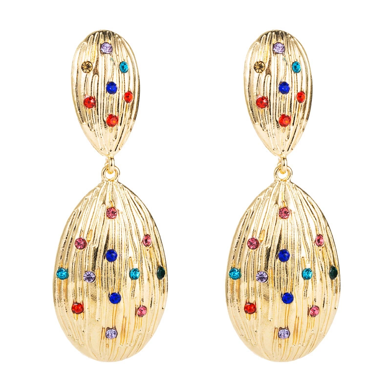 跨境新款多层几何形合金镶钻亚克力耳环女欧美ins风耳饰earrings