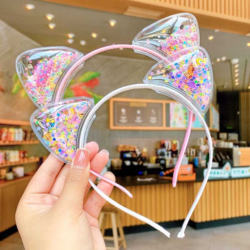 儿童发箍网红可爱女童猫耳朵皇冠头箍小宝宝流沙发卡头饰不伤发饰