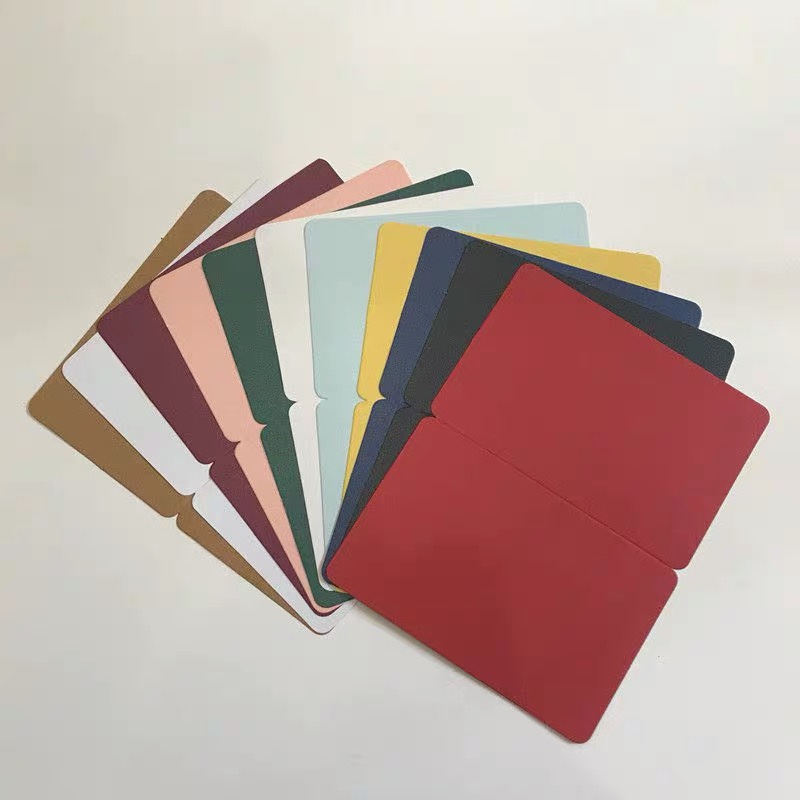 贺卡信笺彩色DIY折叠空白对折卡片纯色创意手绘祝福节日通用贺卡图