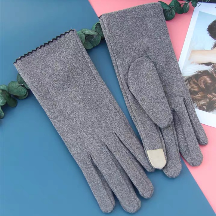 Spring gloves ladies de fleece elastic touch screen short car cycling outdoor lovely winter spring and autumn