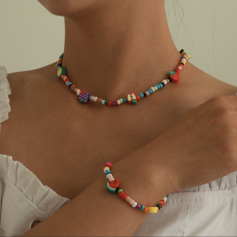 Soft clay rice bead necklace bracelet