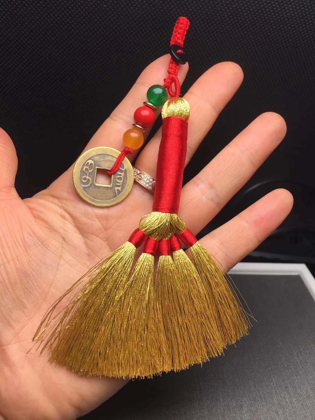 Copper keychain - gold broom Application Scenario