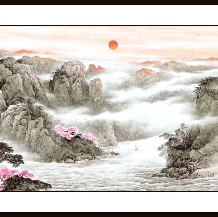 80x240水印印刷江山如此多娇山水国画中国画传统装饰画