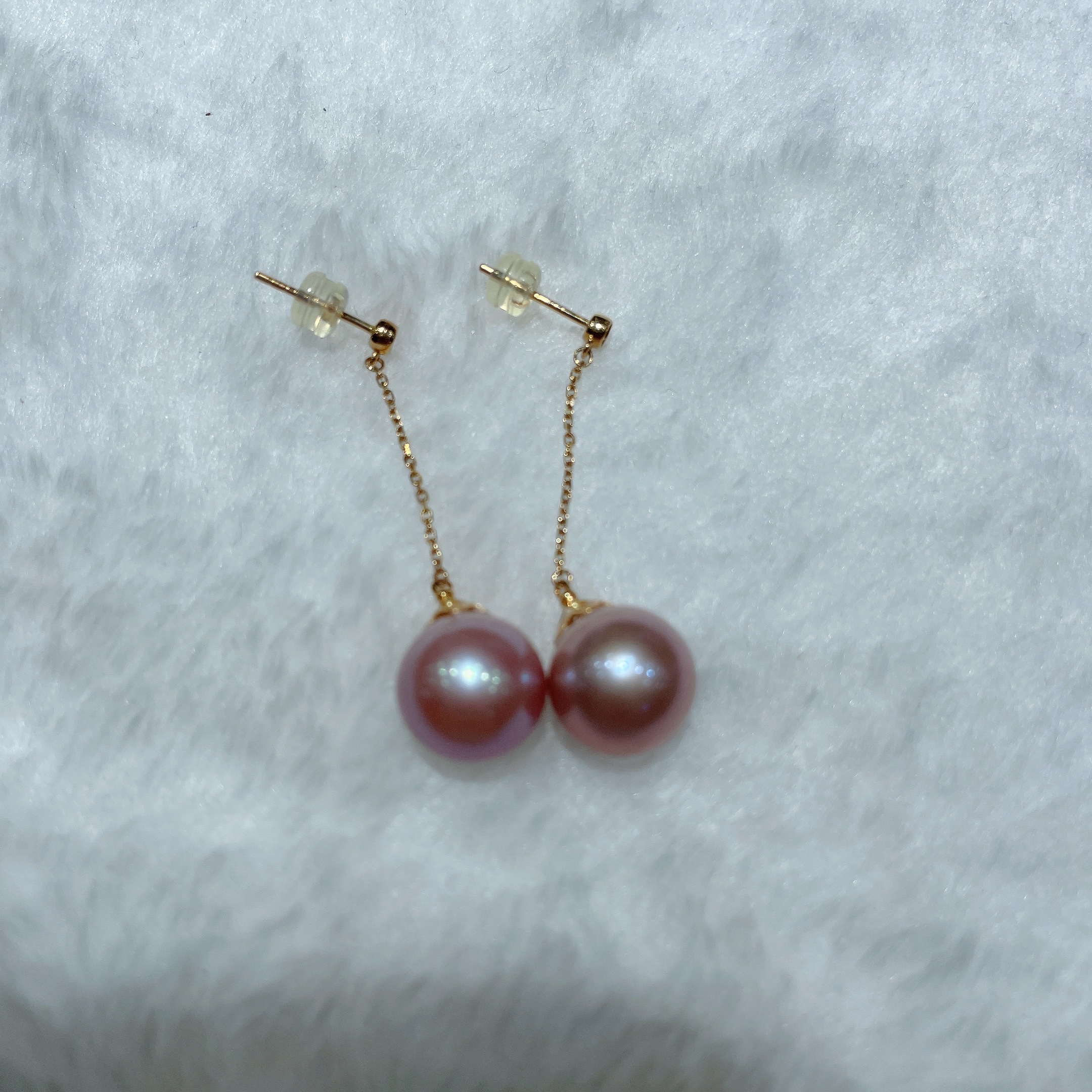 耳链耳环 天然淡水紫珍珠11～12mm产品图