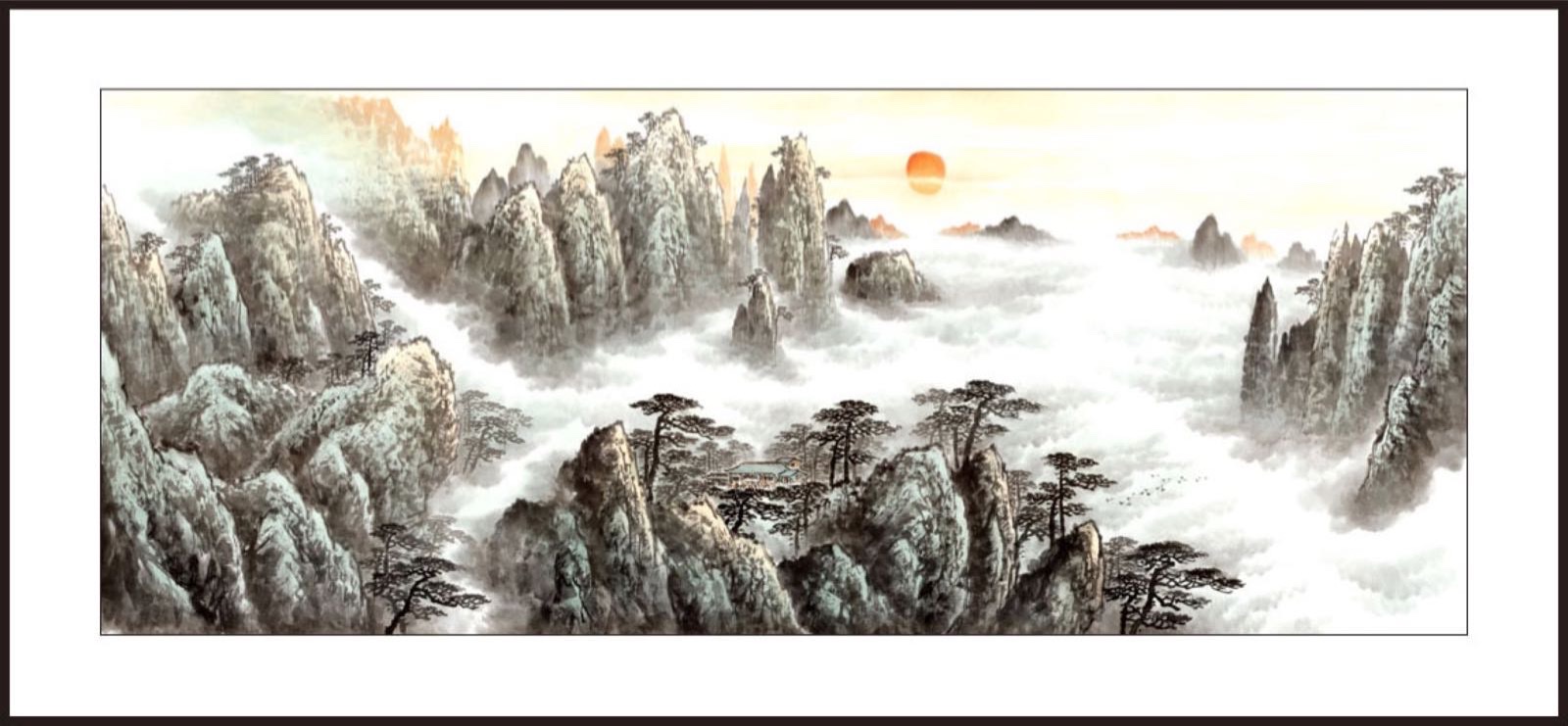 80x240水印印刷高山流水山水国画中国画传统装饰画详情图3