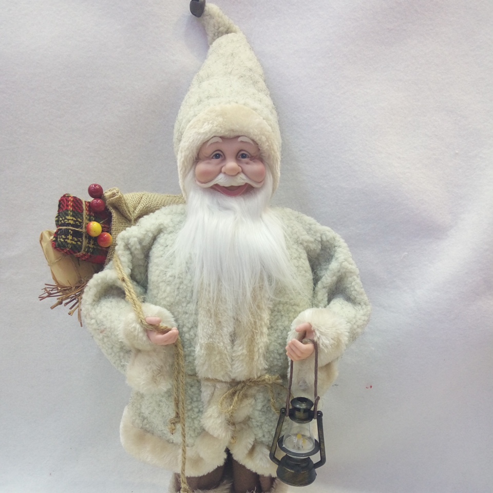 LC白色羊羔毛手提灯45cm圣诞老公公厂家直销