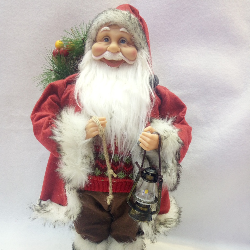 LC黑白毛手提灯45cm圣诞老公公厂家直销