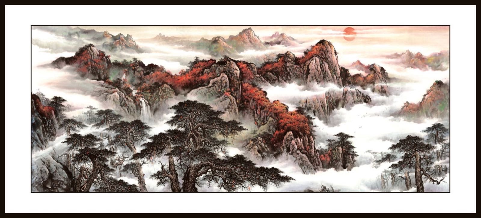 80x240水印印刷江山如此多娇山水国画中国画传统装饰画产品图