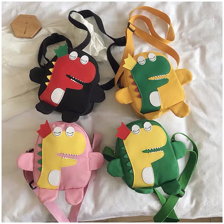 卡通帆布儿童包包2020韩版可爱恐龙男女童斜挎包个性宝宝小包潮